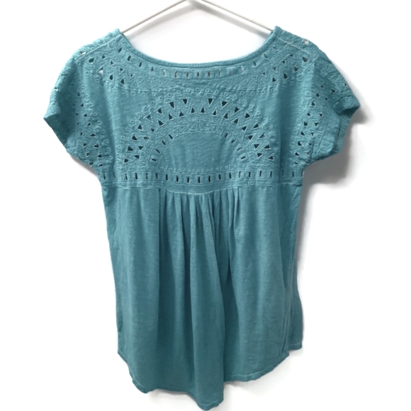 Soft Surroundings turquoise knit top medium - Picture 2 of 9